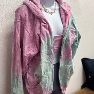 Exist Tie-Dye Hoodie Sweatshirt Pink & Mint M